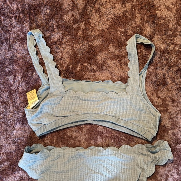XL Jessica Simpson Blue Scalloped Bikini Set - Picture 7 of 8